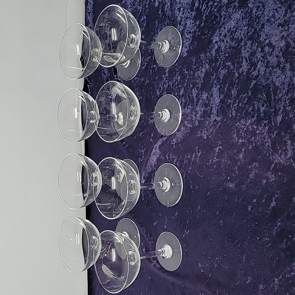 Crystal, Clear Sasaki Stemmed Glasses 4¼" High, Set of 8, Wheat Etched